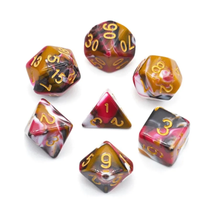 Набор Poly — винтажная смесь цветов с золотом (7), Dice Sets - Resin/Acrylic - Rainbow & Multi-Colored (Foam Brain Games)
Набор Poly — винтажная смесь цветов с золотом (7), Dice Sets - Resin/Acrylic - Rainbow & Multi-Colored (Foam Brain Games)