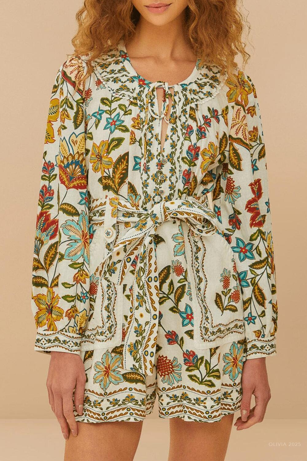 Ботанический комбинезон с поясом в цвете айвори FARM Rio, белый
Ботанический комбинезон с поясом в цвете айвори FARM Rio, белый