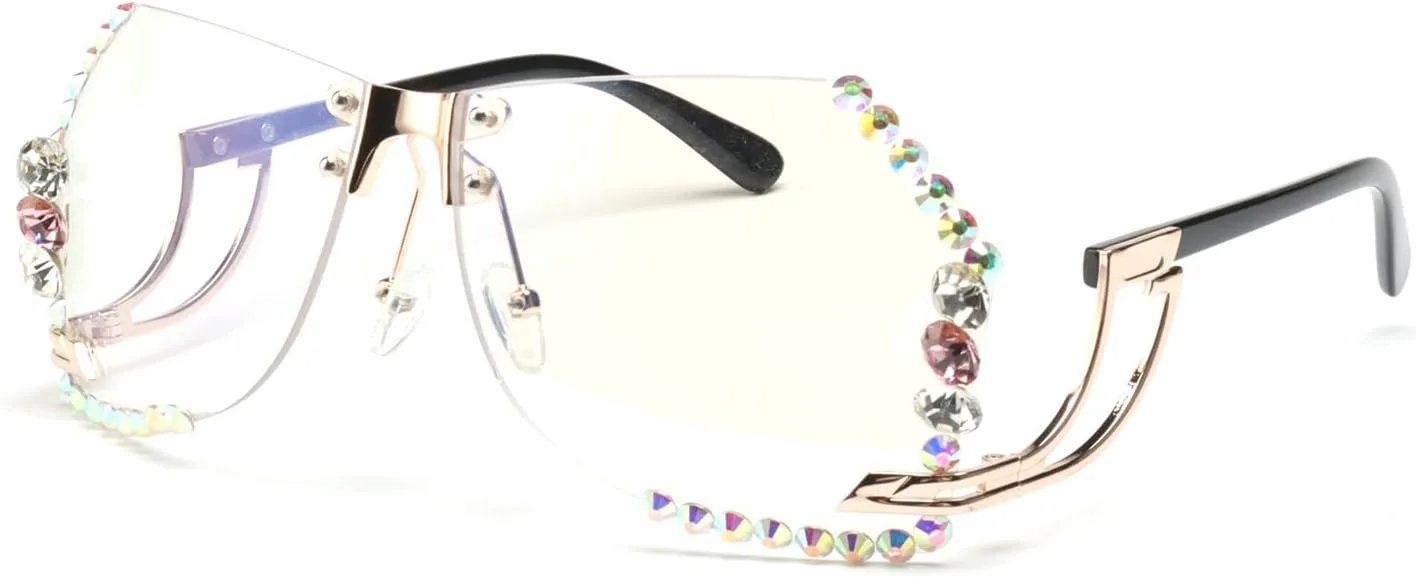 COTIA Винтажные модные солнцезащитные очки большого размера без оправы, украшенные стразами, для женщин и мужчин, с многоугольными кристаллами и бриллиантами, Clear
COTIA Винтажные модные солнцезащитные очки большого размера без оправы, украшенные стразами, для женщин и мужчин, с многоугольными кристаллами и бриллиантами, Clear