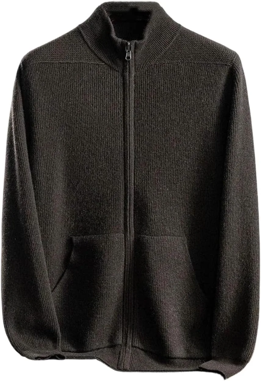 Мужской кашемировый кардиган с молнией и воротником стойкой
Мужской кашемировый кардиган с молнией и воротником стойкой