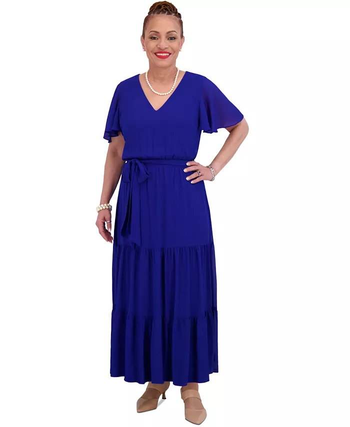 Женское макси-платье с V-образным вырезом и расклешенными рукавами, стандартные и плюс размеры Kasper, синий
Женское макси-платье с V-образным вырезом и расклешенными рукавами, стандартные и плюс размеры Kasper, синий