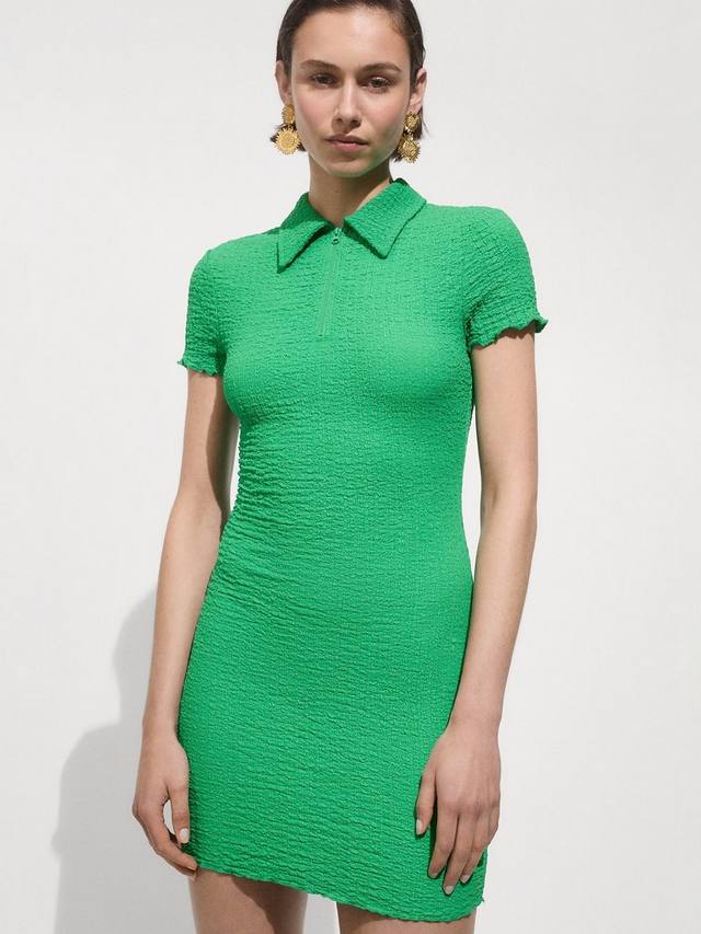 Текстурированное платье-поло trama Mango, зеленый
Текстурированное платье-поло trama Mango, зеленый