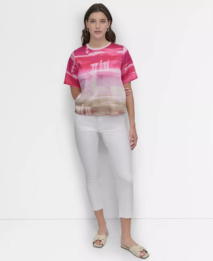 Женский короткий топ с принтом в виде мазков кисти DKNY, розовый
Женский короткий топ с принтом в виде мазков кисти DKNY, розовый