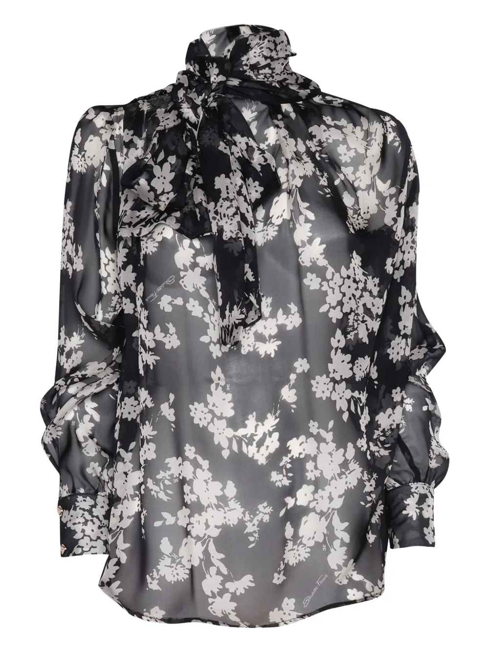Шелковая блузка с цветочным принтом Elisabetta Franchi, черный
Шелковая блузка с цветочным принтом Elisabetta Franchi, черный