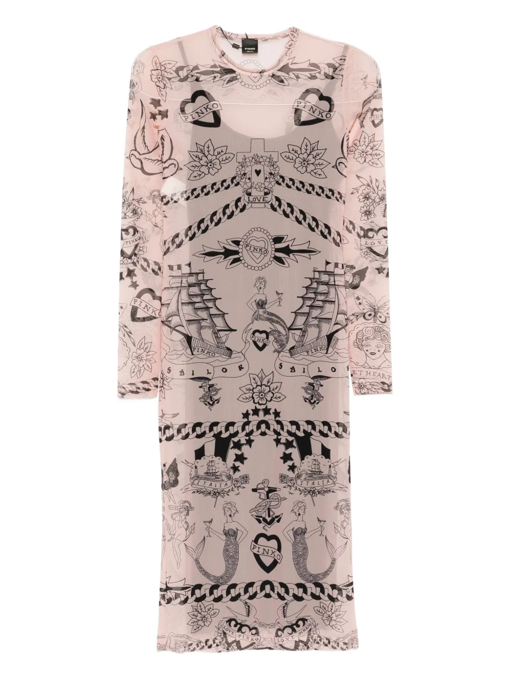 Платье миди с принтом из сетки PINKO, нейтральный
Платье миди с принтом из сетки PINKO, нейтральный