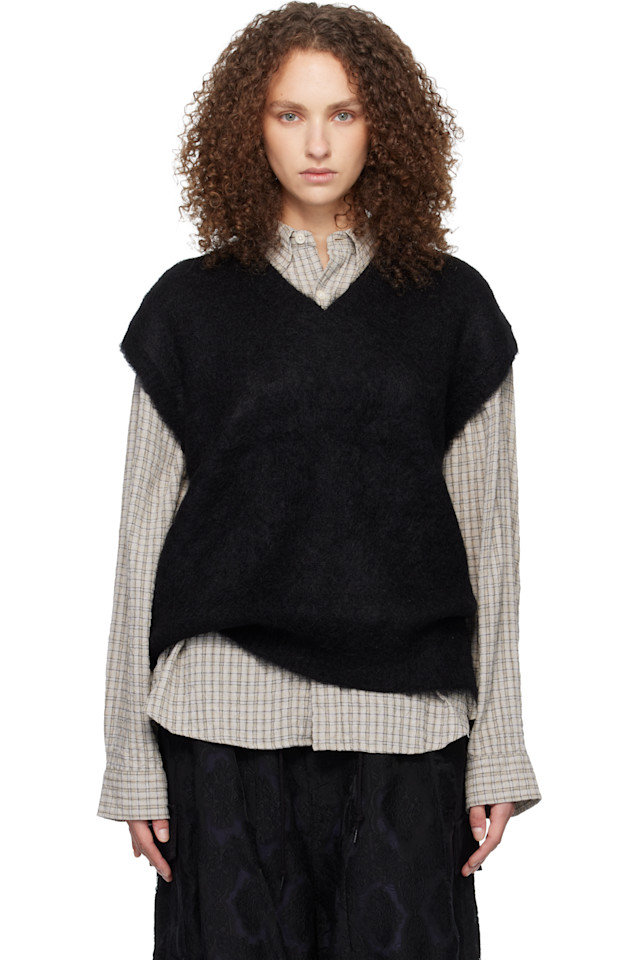 Вязаный жилет из мохера Needles, черный
Вязаный жилет из мохера Needles, черный