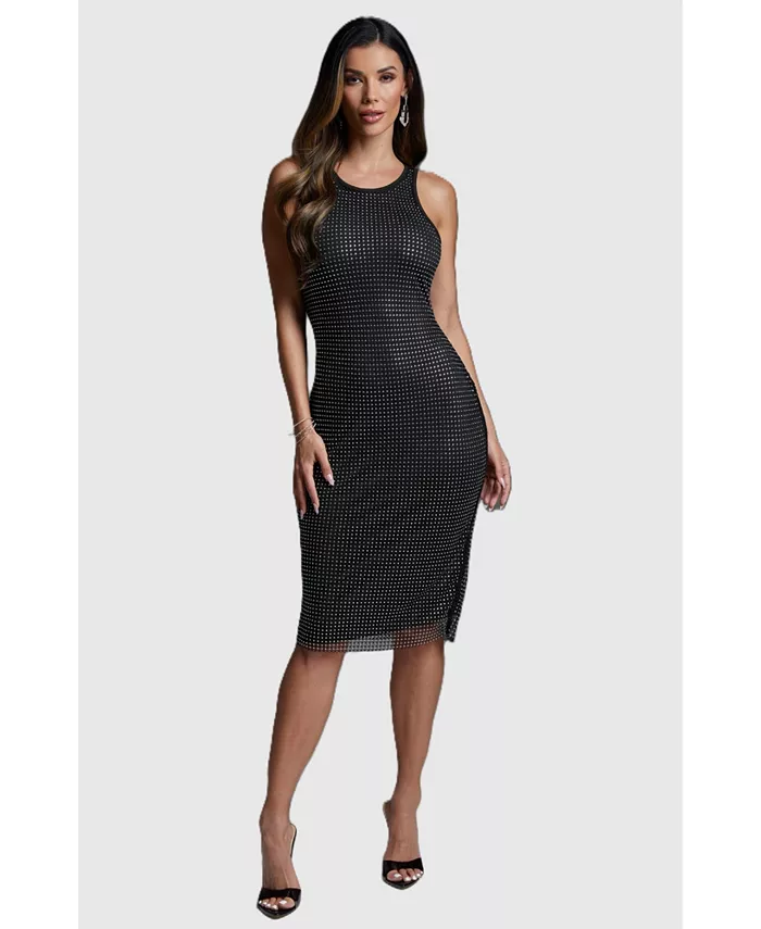 Женское платье-майка с кристаллами и сеткой Bebe, черный
Женское платье-майка с кристаллами и сеткой Bebe, черный