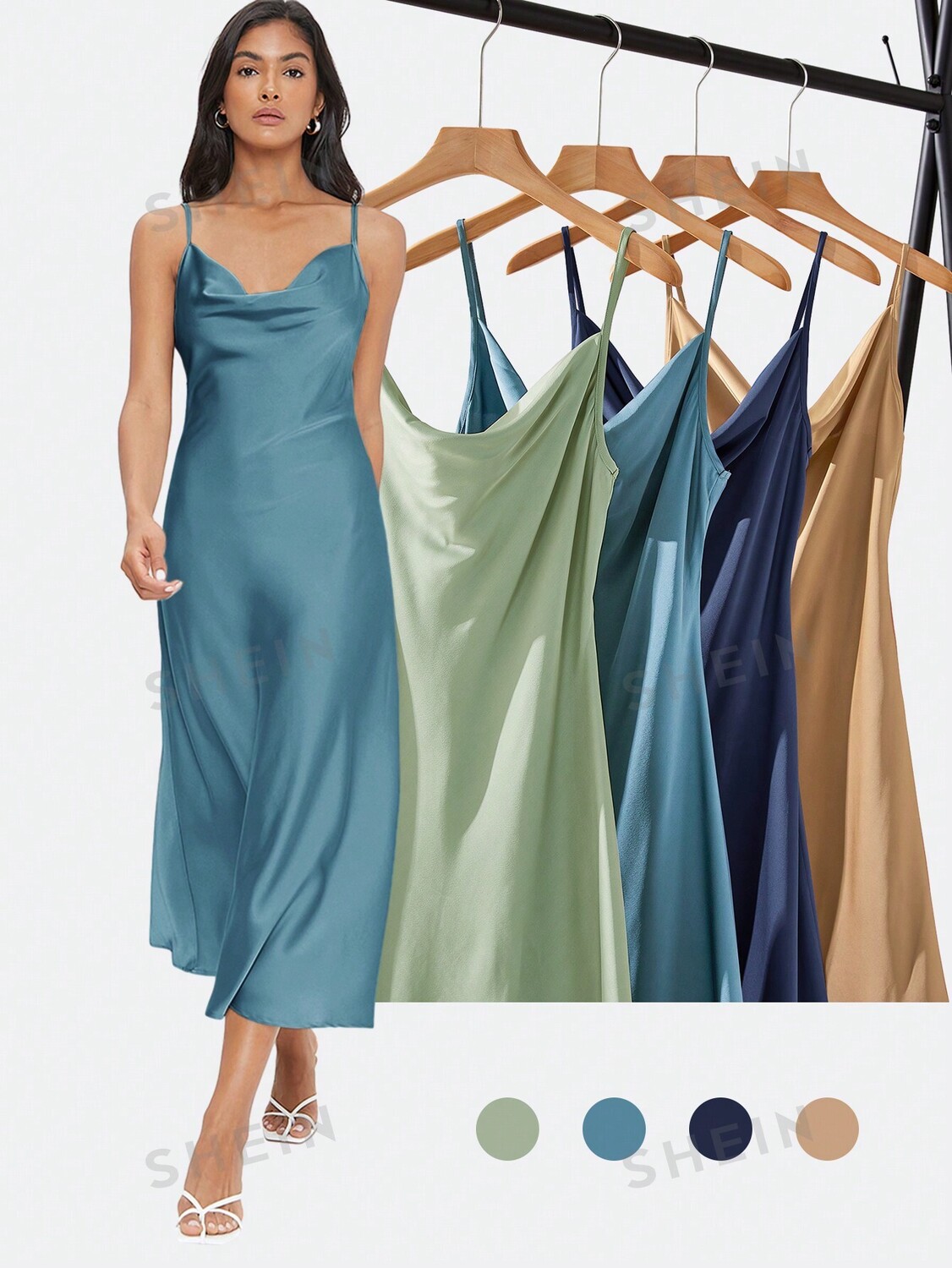 BIZwear Платье-комбинация, плиссированный воротник, Однотонное, рабочая одежда Shein, индиго/сине-зеленый
BIZwear Платье-комбинация, плиссированный воротник, Однотонное, рабочая одежда Shein, индиго/сине-зеленый