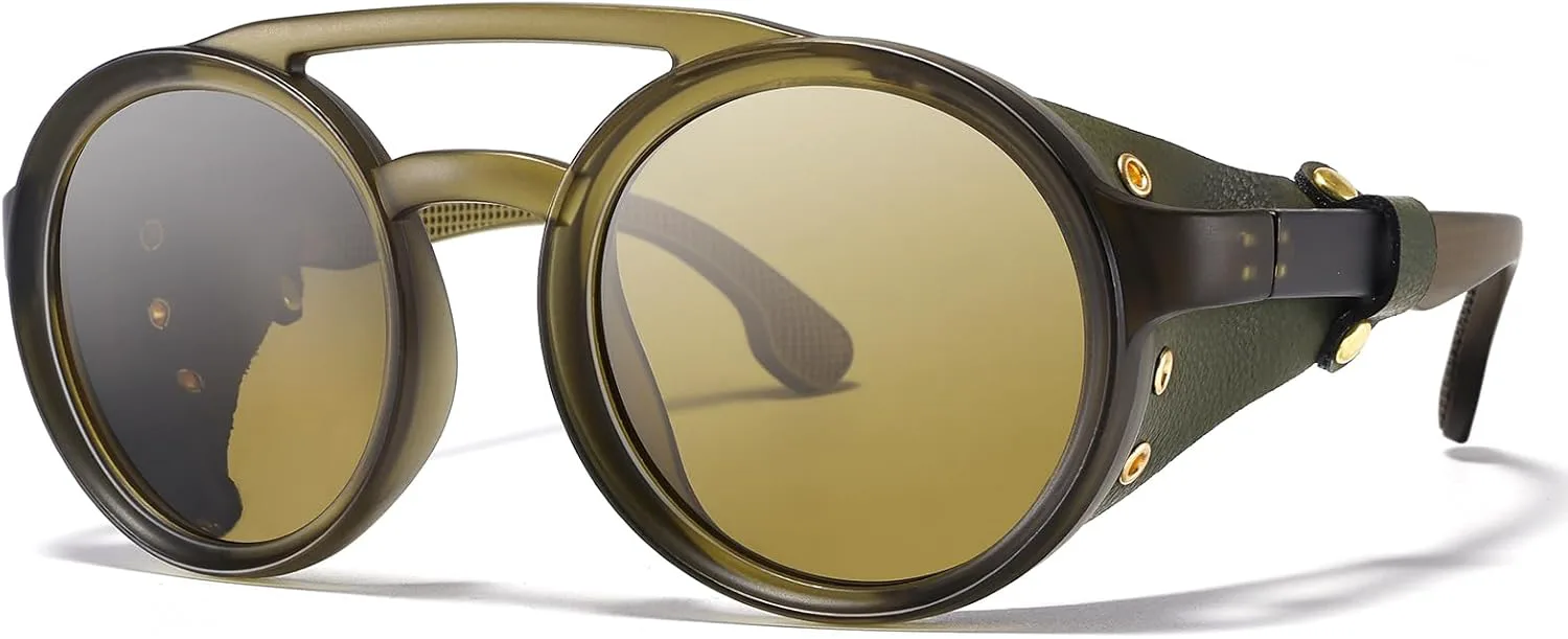 Ретро-авиаторы в стиле стимпанк, поляризованные солнцезащитные очки с кожаными боковыми щитками, винтажные готические очки для мужчин и женщин MACJERO, Green847
Ретро-авиаторы в стиле стимпанк, поляризованные солнцезащитные очки с кожаными боковыми щитками, винтажные готические очки для мужчин и женщин MACJERO, Green847