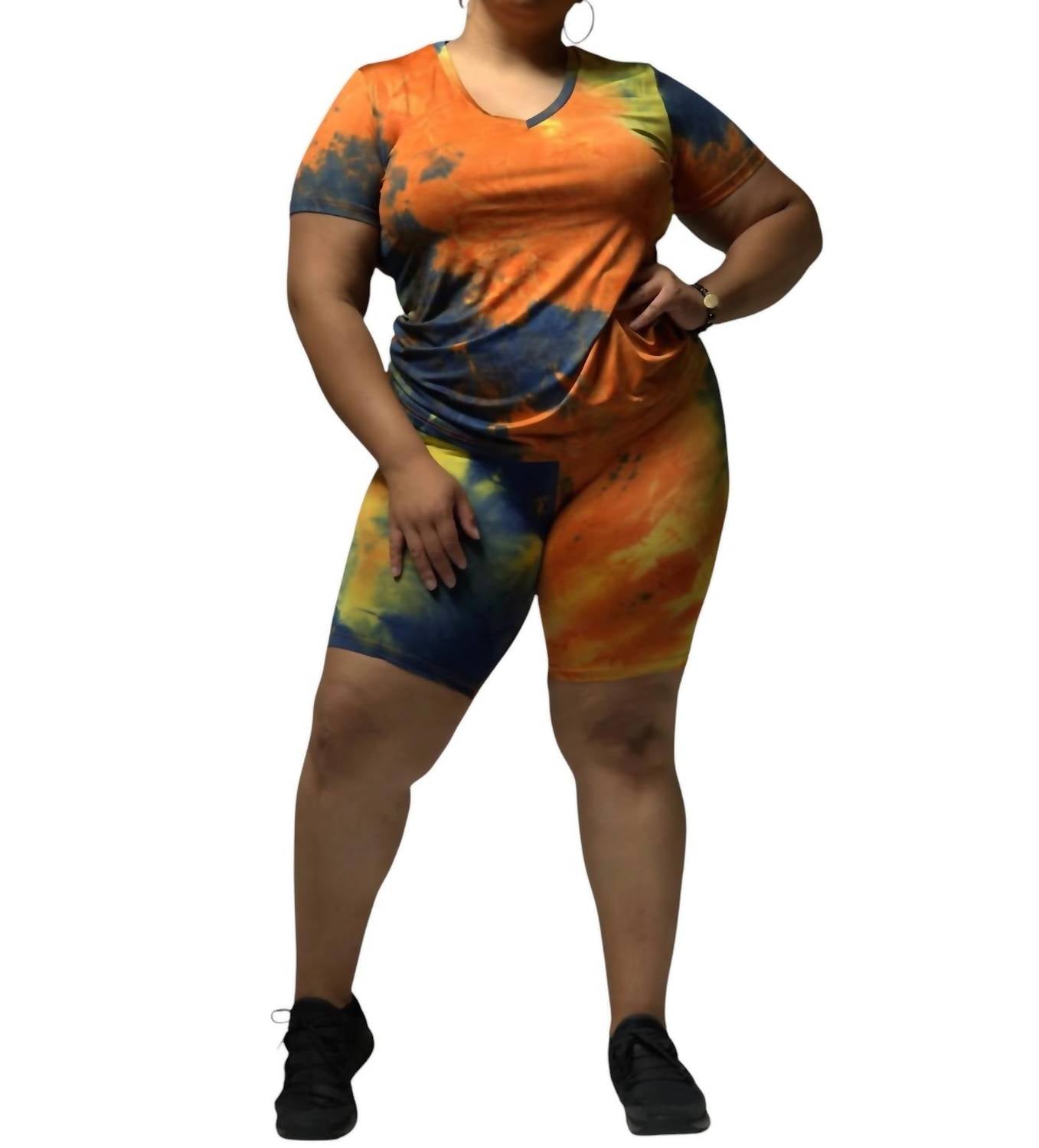 Короткий комплект с V-образным вырезом и принтом тай-дай в оранжевом цвете Multi Daisy
Короткий комплект с V-образным вырезом и принтом тай-дай в оранжевом цвете Multi Daisy