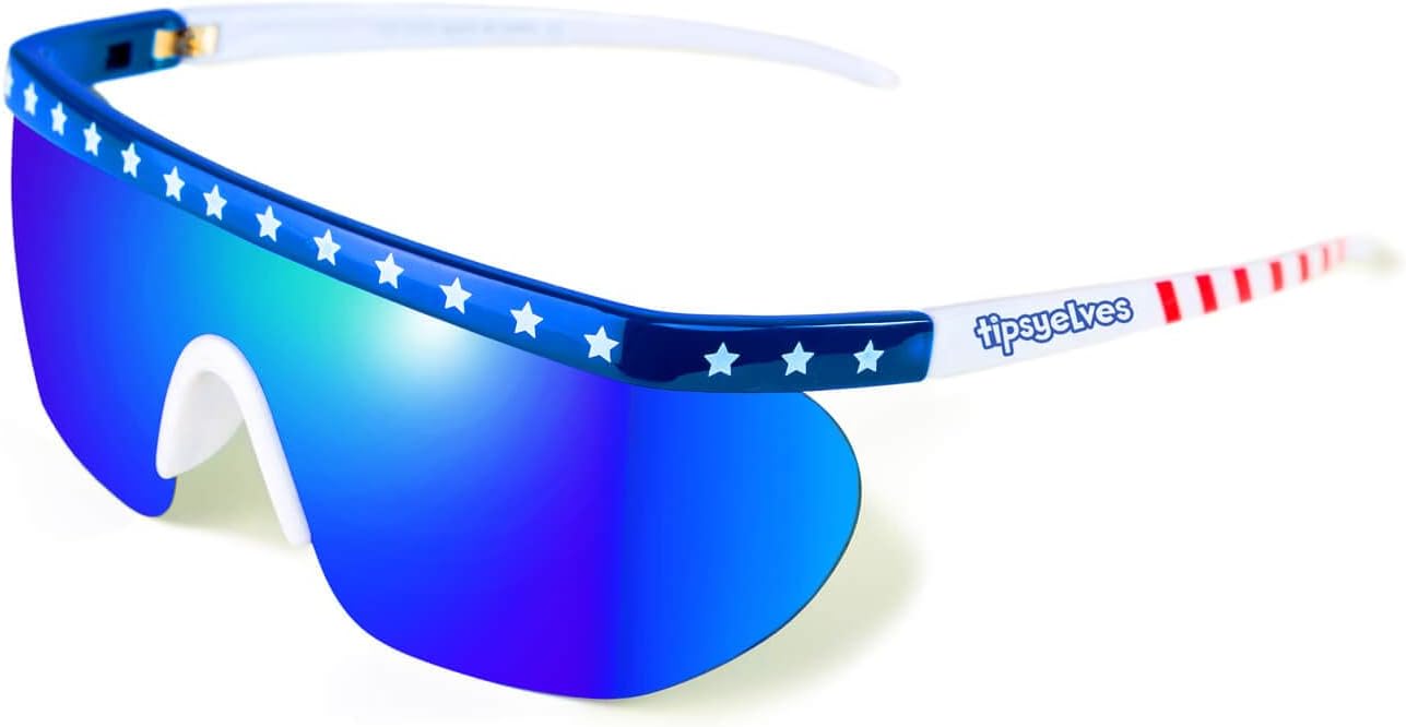 Солнцезащитные очки Tipsy Elves - Ретро спортивные очки для активного отдыха - Яркая защита UV400, зеркальные линзы, поляризованные и неполяризованные линзы, Say Can You See (American Flag)
Солнцезащитные очки Tipsy Elves - Ретро спортивные очки для активного отдыха - Яркая защита UV400, зеркальные линзы, поляризованные и неполяризованные линзы, Say Can You See (American Flag)