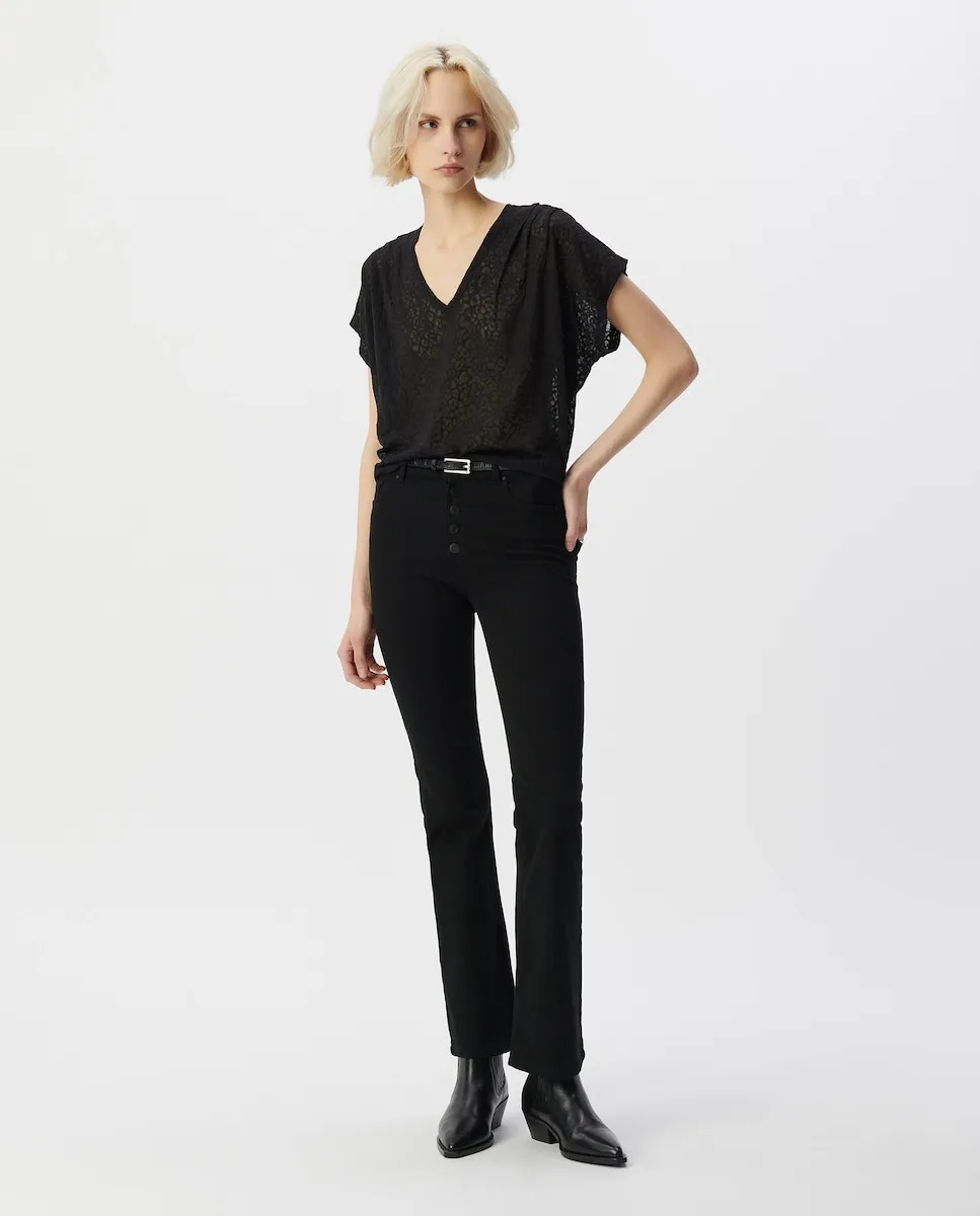 Женская футболка с коротким рукавом и V-образным вырезом Ikks, черный
Женская футболка с коротким рукавом и V-образным вырезом Ikks, черный