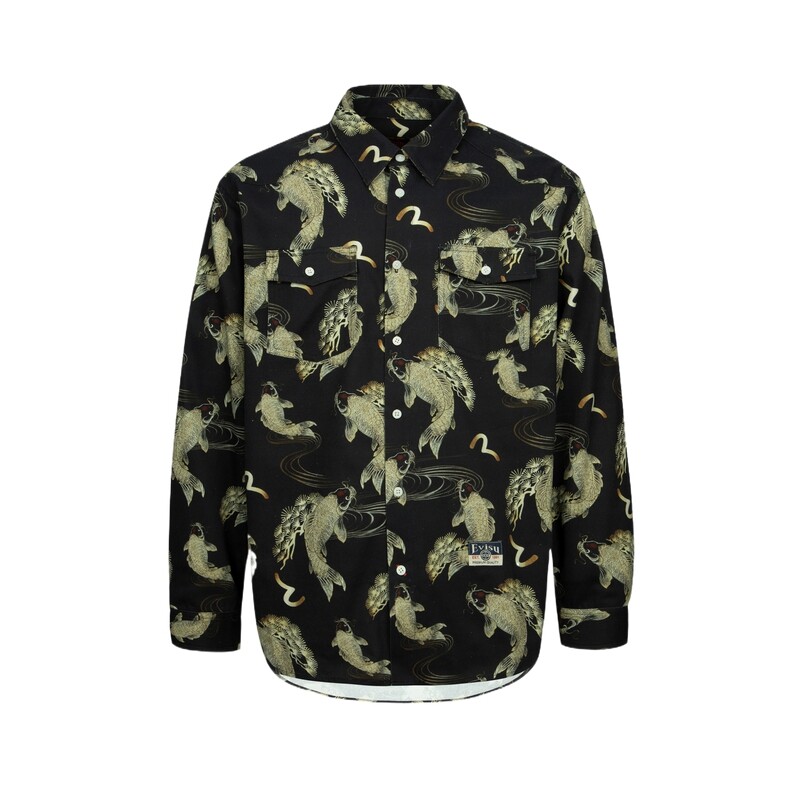 Рубашка мужская черная Evisu, черный 
Рубашка мужская черная Evisu, черный