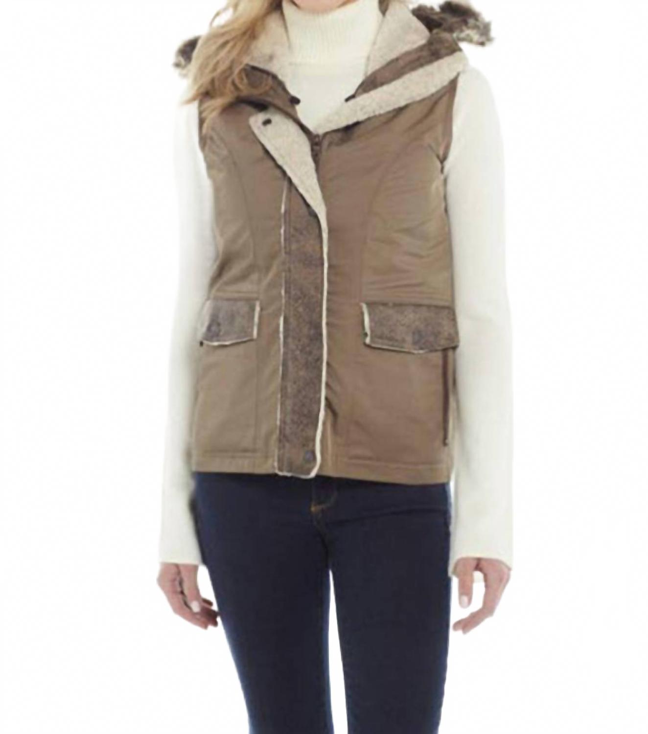 Женская худи-жилетка с капюшоном цвета хаки Cripple Creek
Женская худи-жилетка с капюшоном цвета хаки Cripple Creek