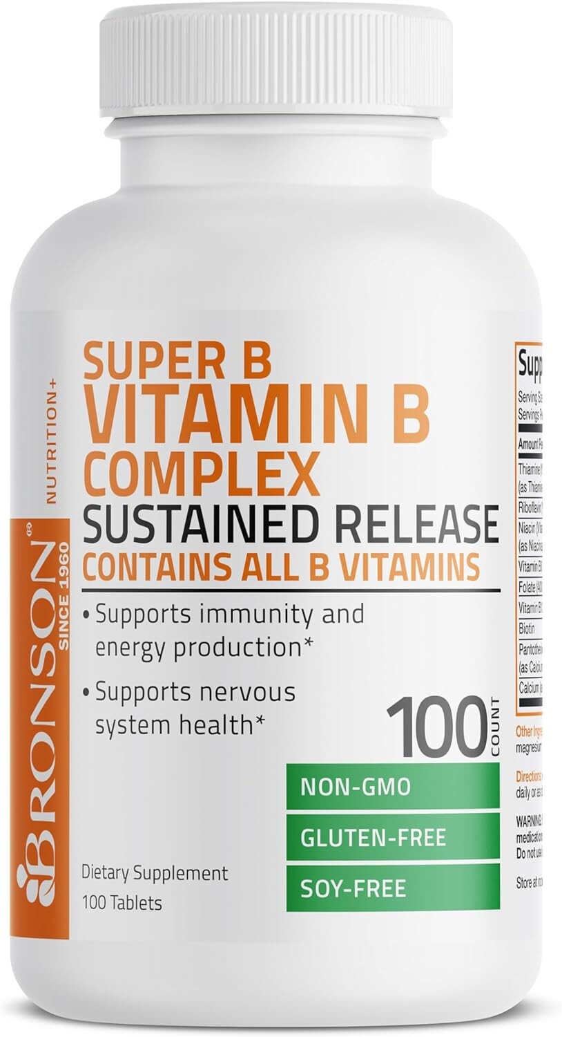 Витамины группы B Bronson Super B Vitamin B Complex, 100 таблеток
Витамины группы B Bronson Super B Vitamin B Complex, 100 таблеток