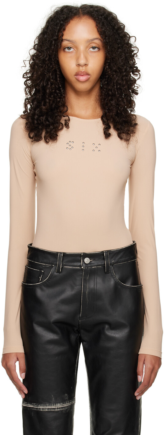 Бежевое боди Six с заклепками MM6 Maison Margiela 
Бежевое боди Six с заклепками MM6 Maison Margiela