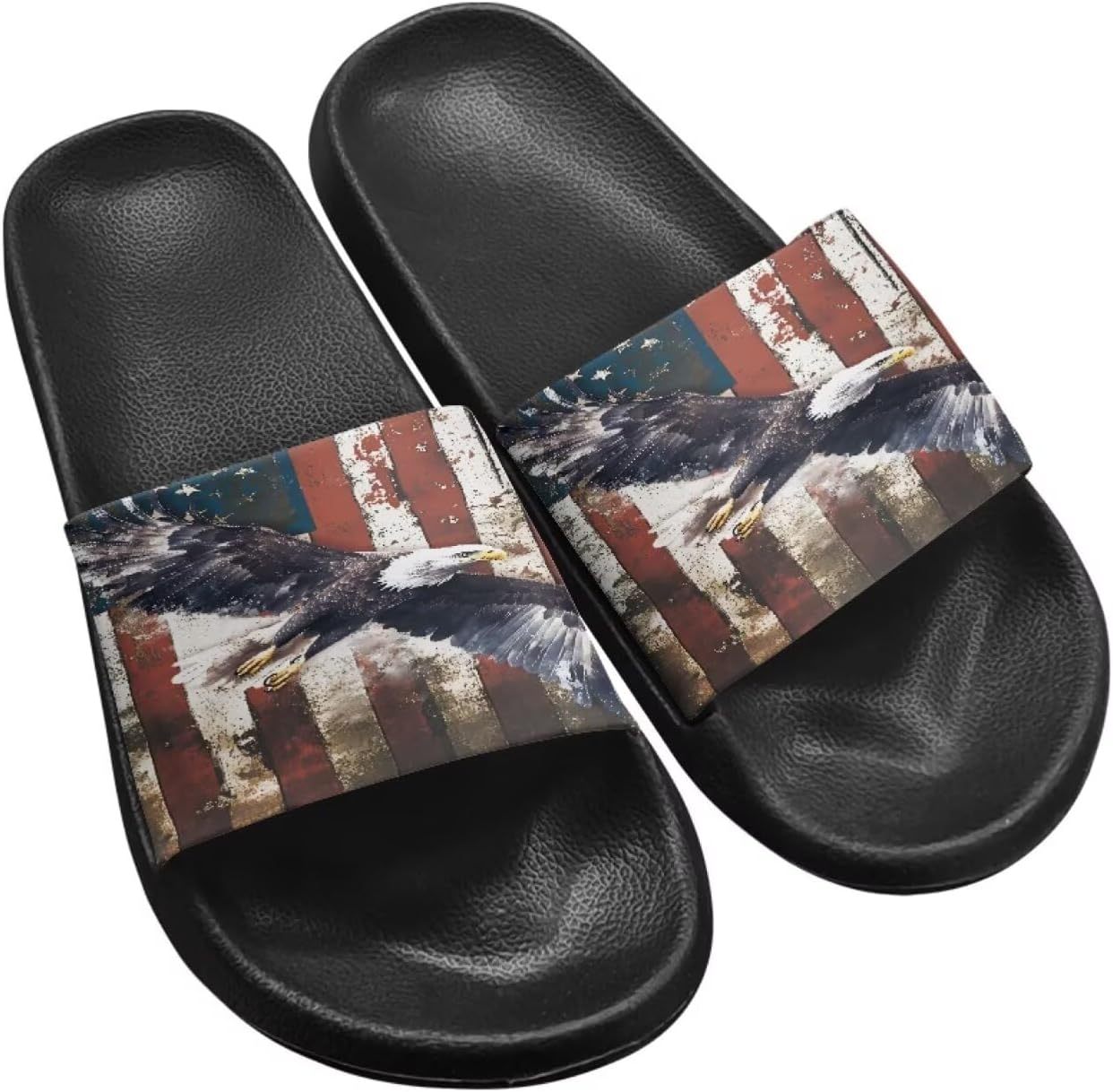 Женские шлепанцы Jeiento с открытым носком, сандалии для отдыха, мягкие пляжные туфли с противоскользящей подошвой, Eagle Us Flag 4th of July
Женские шлепанцы Jeiento с открытым носком, сандалии для отдыха, мягкие пляжные туфли с противоскользящей подошвой, Eagle Us Flag 4th of July