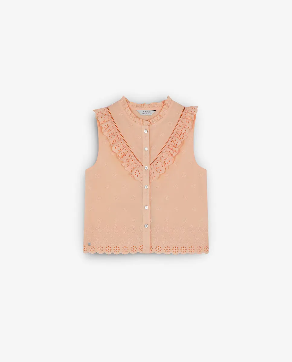 Девичья хлопчатобумажная блузка с высечными деталями Scalpers, коралловый
Девичья хлопчатобумажная блузка с высечными деталями Scalpers, коралловый