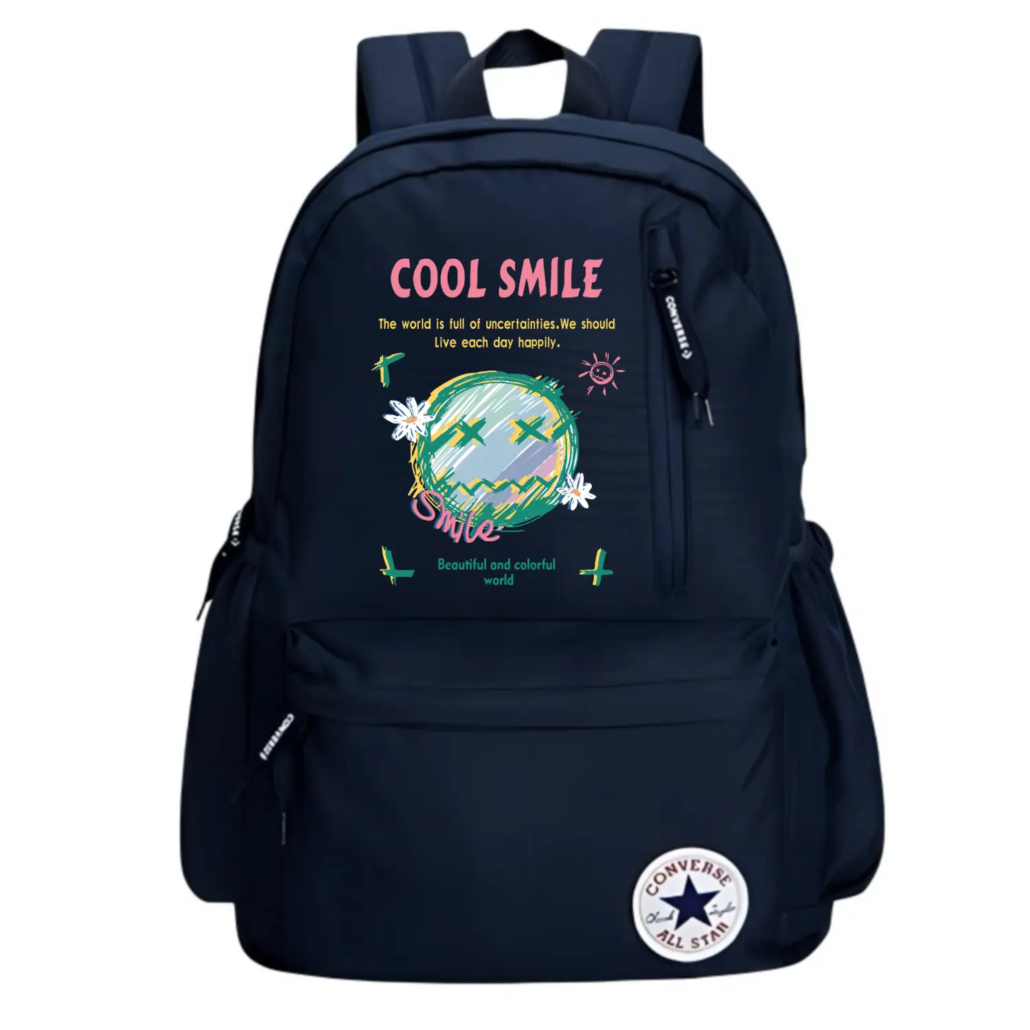 Converse Полиэстеровый рюкзак обычный унисекс темно-синий, COOL SMILE 
Converse Полиэстеровый рюкзак обычный унисекс темно-синий, COOL SMILE