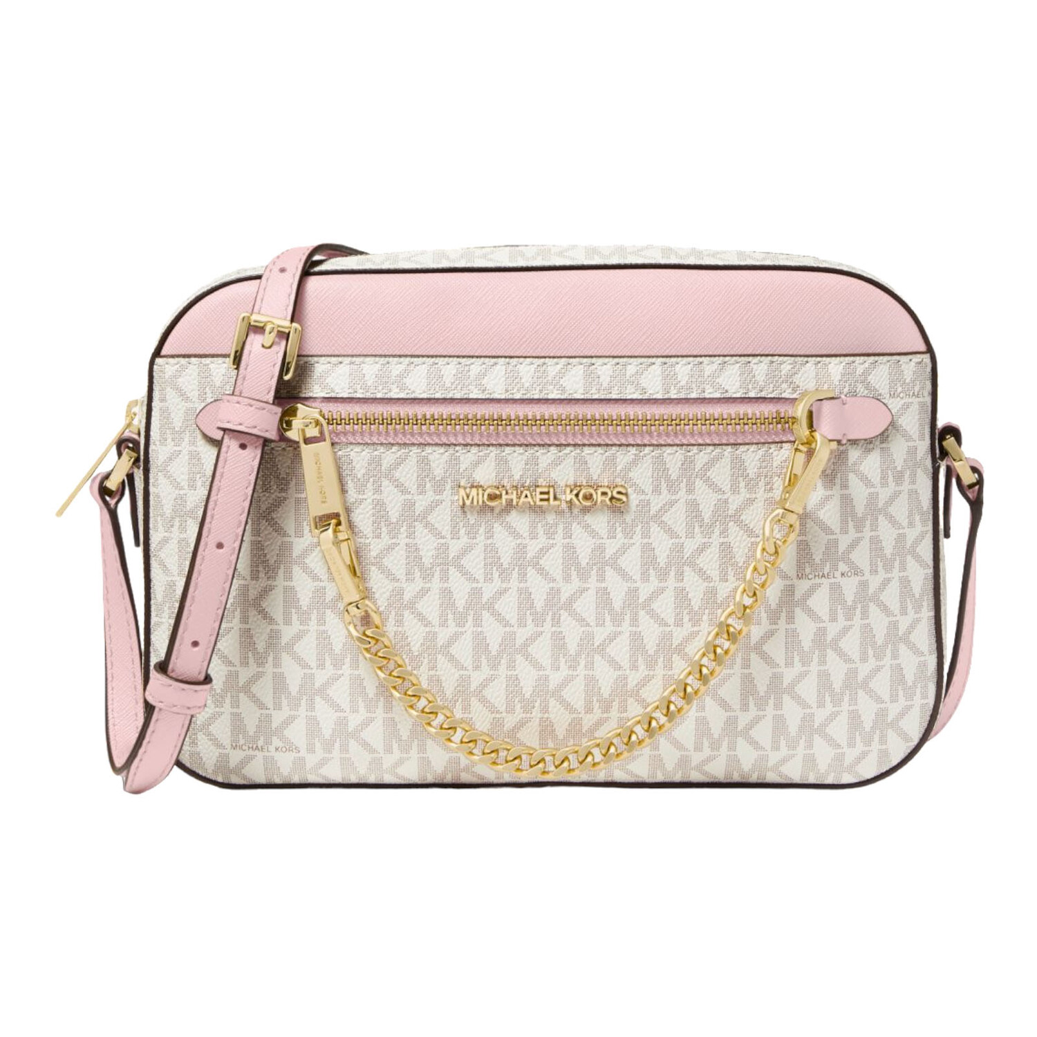Сумка Michael Michael Kors Jet Set Large Logo Crossbody, белый/розовый 
Сумка Michael Michael Kors Jet Set Large Logo Crossbody, белый/розовый