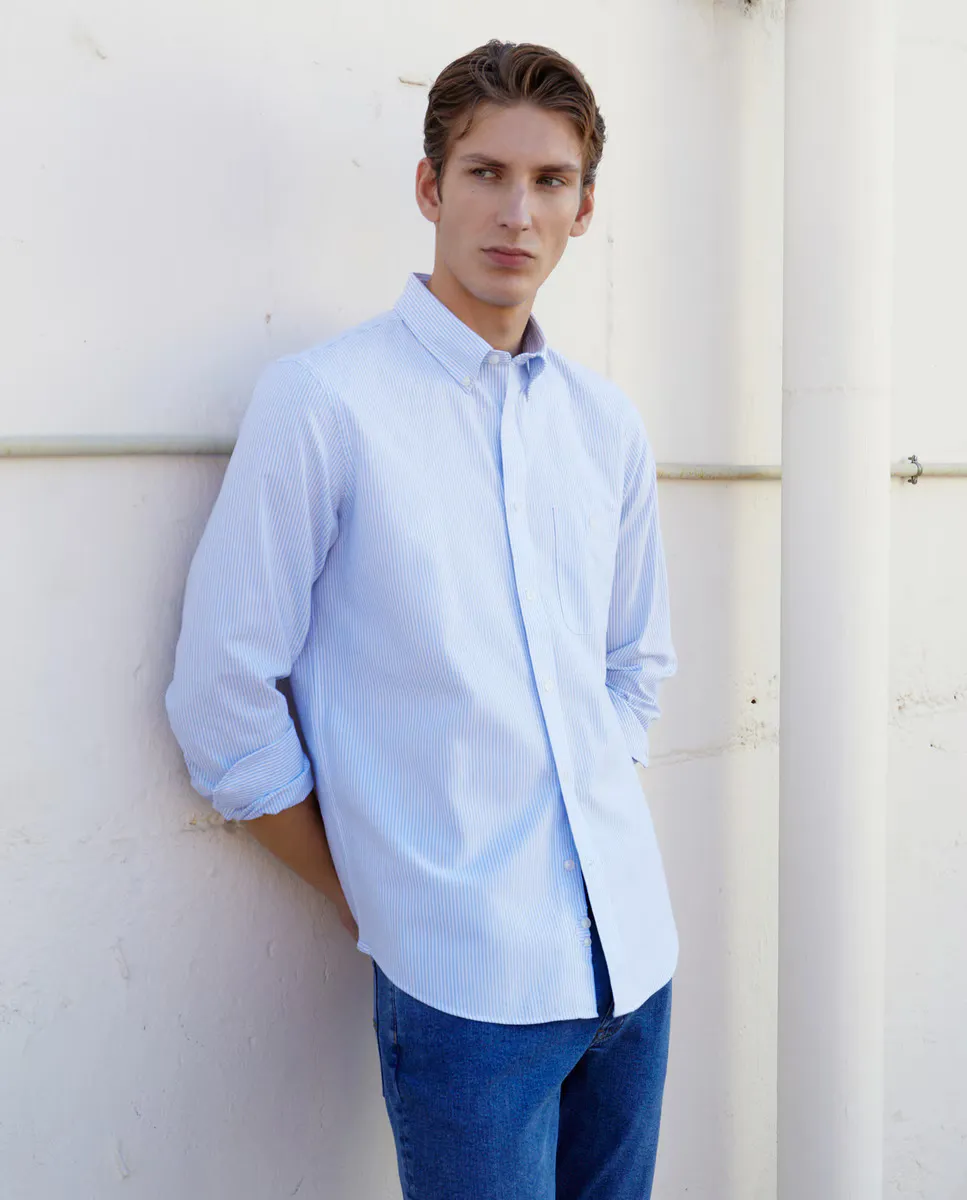 Мужская полосатая рубашка Оксфорд Dustin, цвет Celeste 
Мужская полосатая рубашка Оксфорд Dustin, цвет Celeste