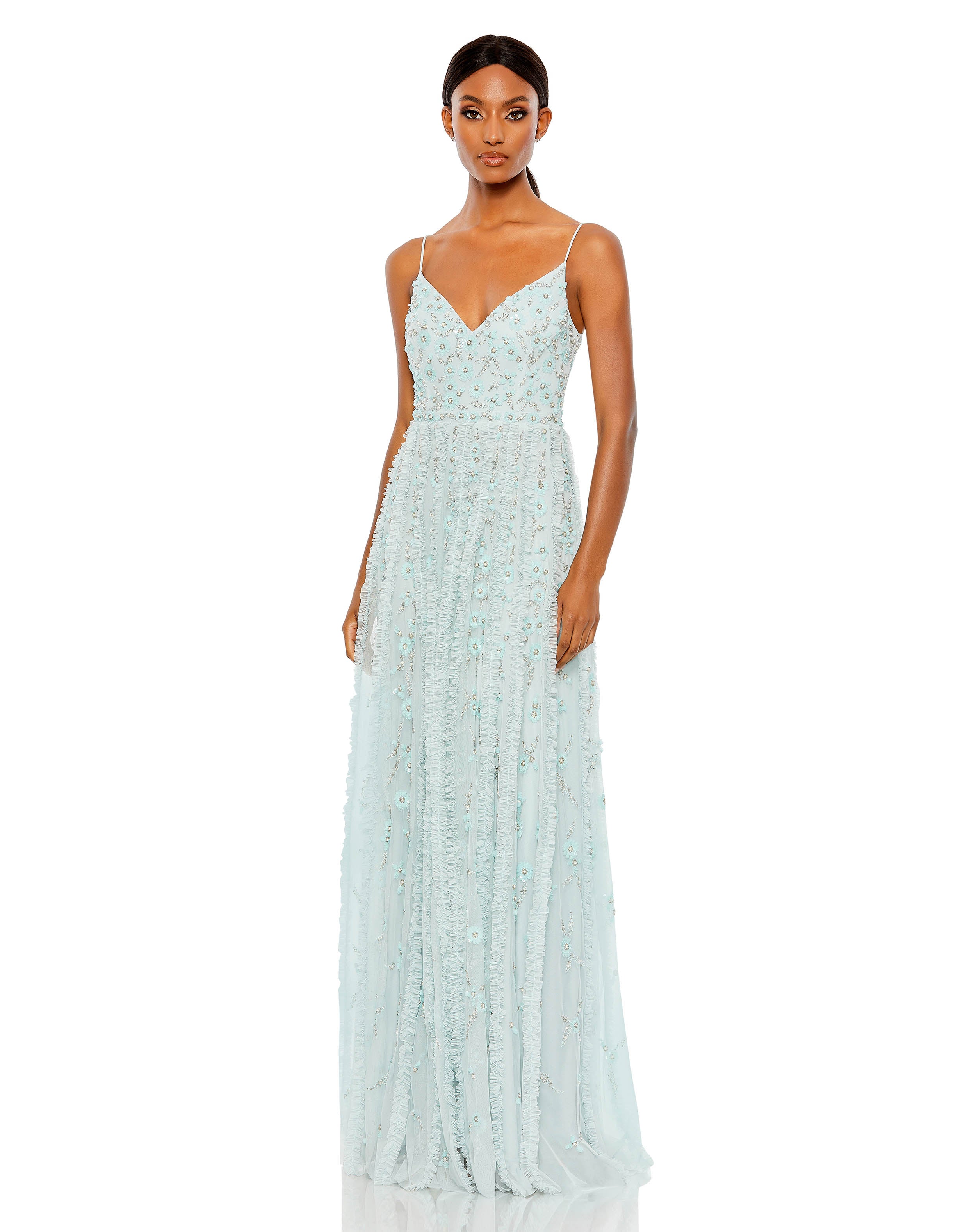 Платье А-силуэта на тонких бретельках с оборками и декором Mac Duggal, цвет seamist
Платье А-силуэта на тонких бретельках с оборками и декором Mac Duggal, цвет seamist