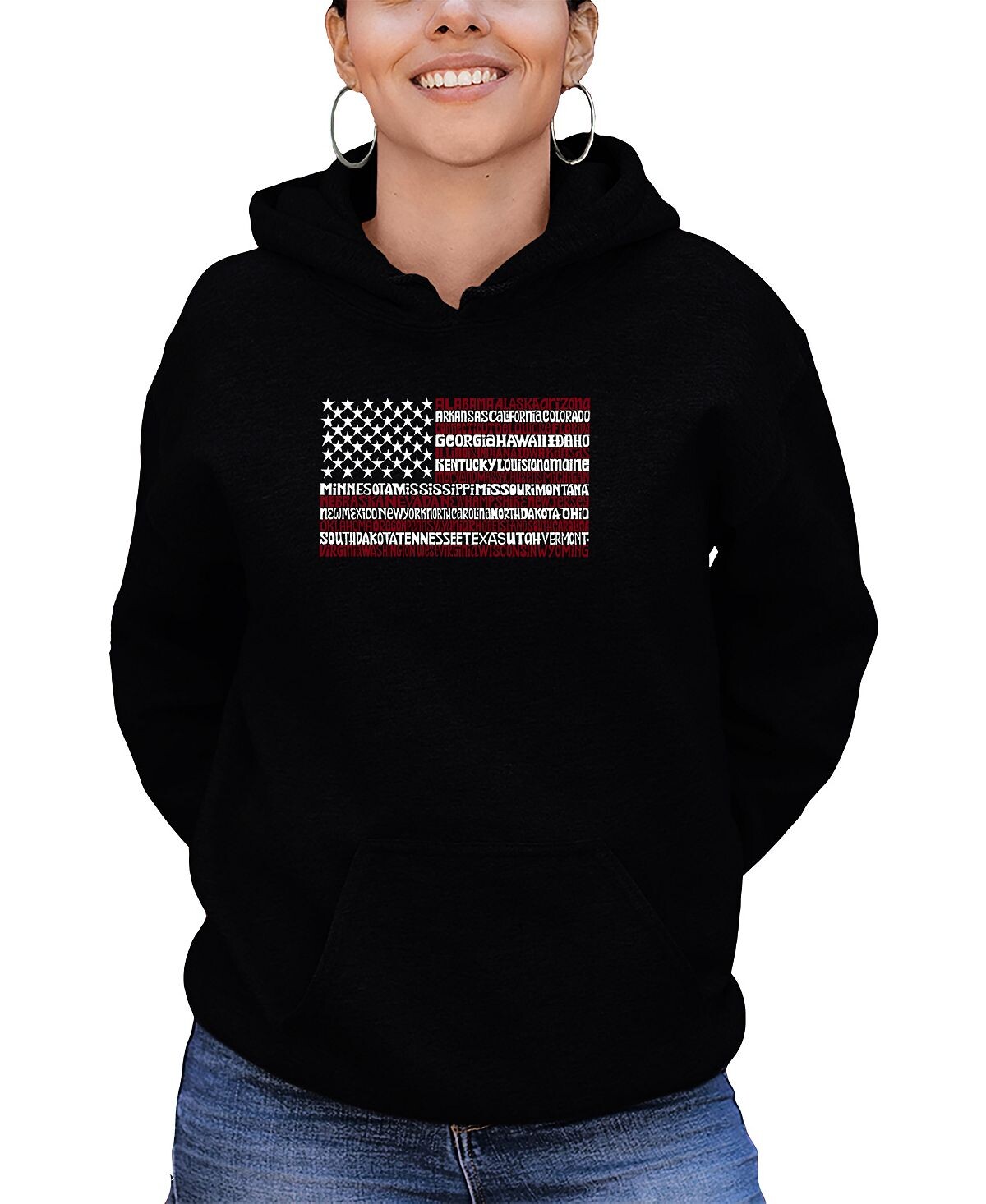 Женская толстовка с капюшоном с изображением флага сша 50 штатов сша word art LA Pop Art, черный
Женская толстовка с капюшоном с изображением флага сша 50 штатов сша word art LA Pop Art, черный