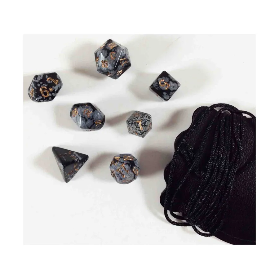 Снежный обсидиан (7) с мешочком, Dwarven Stones - Dice Carved From Real Stone - 12mm
Снежный обсидиан (7) с мешочком, Dwarven Stones - Dice Carved From Real Stone - 12mm