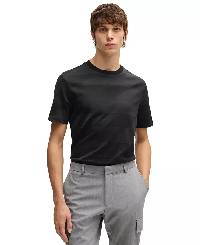 Мужская двухцветная футболка Jacquard Hugo Boss, черный
Мужская двухцветная футболка Jacquard Hugo Boss, черный