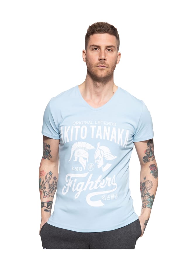 Футболка с крутым контрастным принтом бойцов-гладиаторов Akito Tanaka, синий 
Футболка с крутым контрастным принтом бойцов-гладиаторов Akito Tanaka, синий