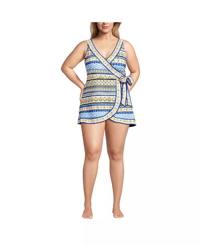 Женский купальник-мини с завязками по бокам Lands' End, белый 
Женский купальник-мини с завязками по бокам Lands' End, белый