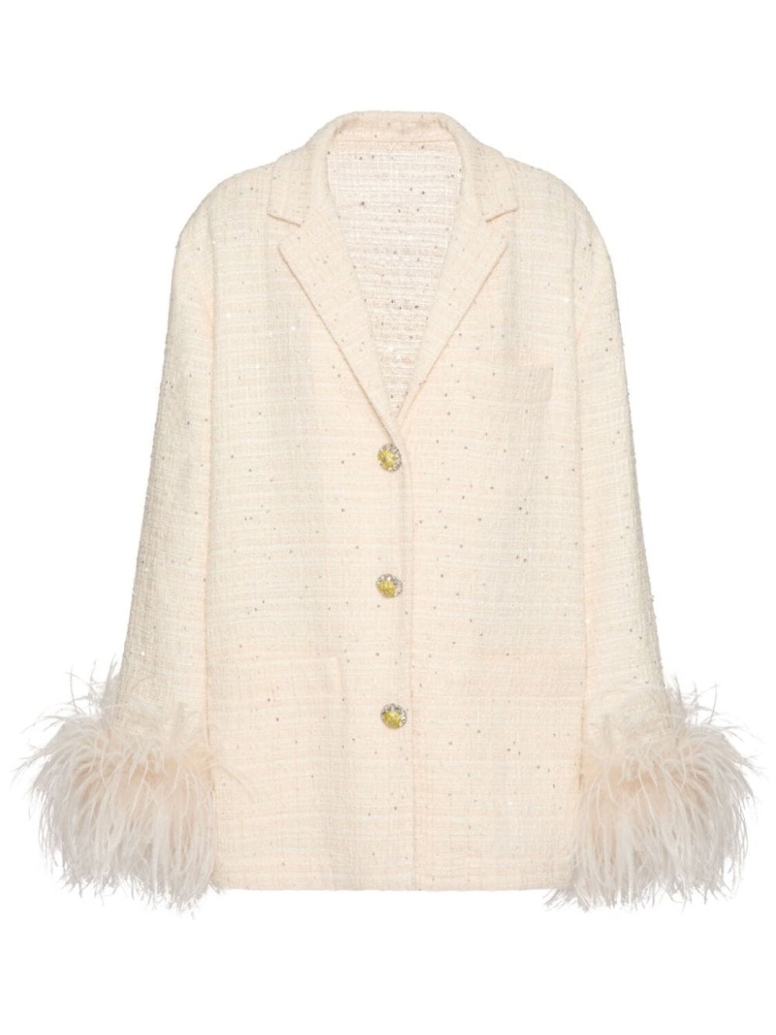 Valentino Garavani твидовый блейзер с отделкой перьями, нейтральный цвет
Valentino Garavani твидовый блейзер с отделкой перьями, нейтральный цвет