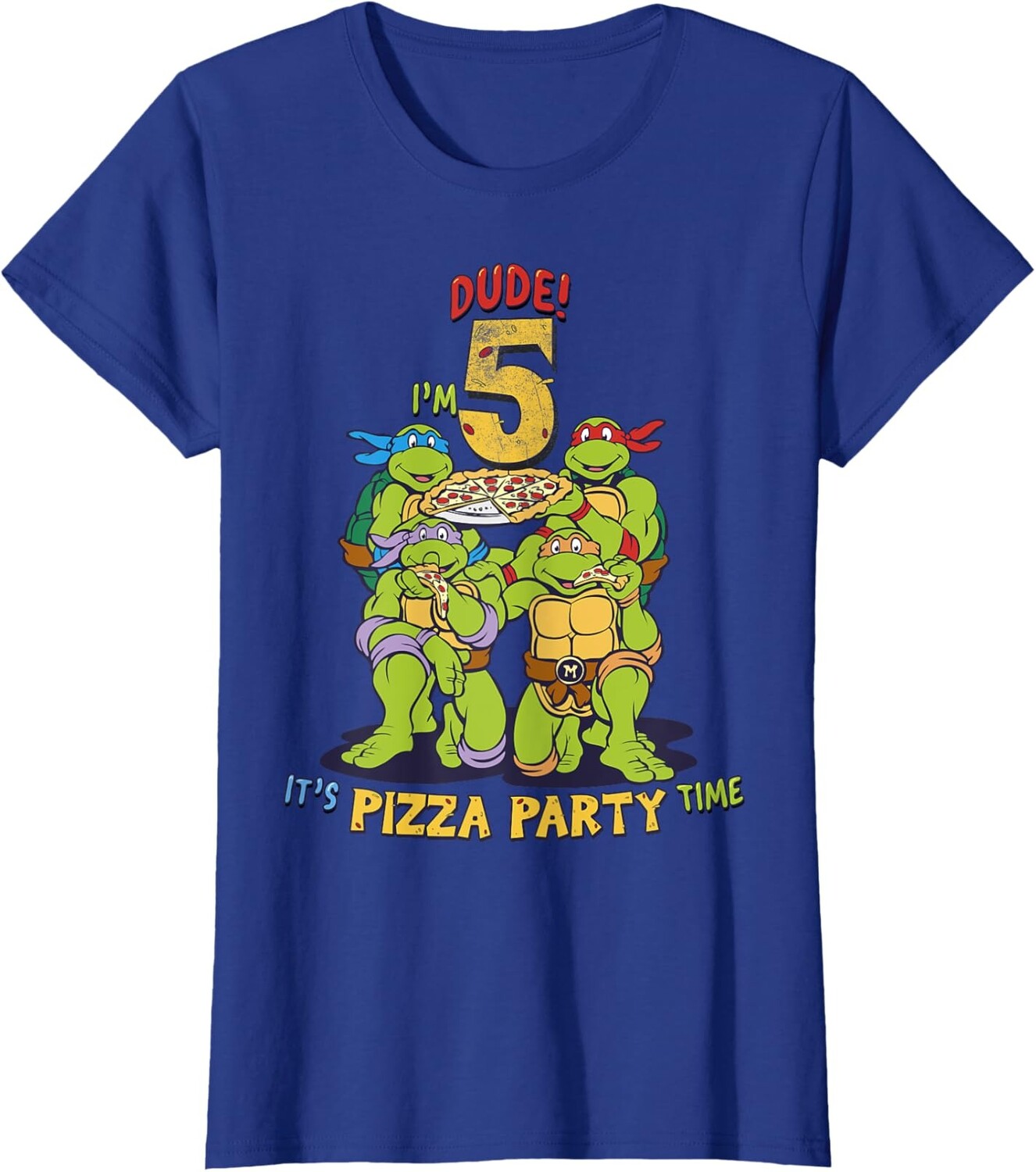 Женская футболка Teenage Mutant Ninja Turtles I'm 5 Dude Pizza Birthday Party, синий
Женская футболка Teenage Mutant Ninja Turtles I'm 5 Dude Pizza Birthday Party, синий
