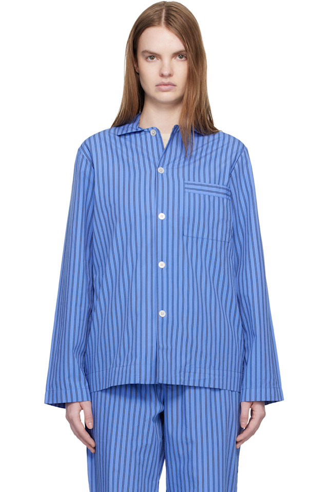 Tekla Синяя пижамная рубашка из поплина с длинными рукавами
Tekla Синяя пижамная рубашка из поплина с длинными рукавами