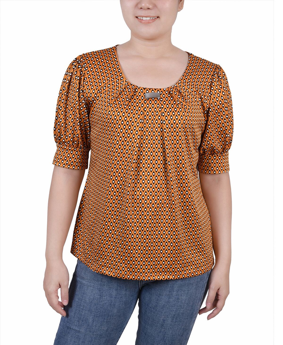 Женский топ missy с короткими рукавами и объемными рукавами NY Collection, мульти
Женский топ missy с короткими рукавами и объемными рукавами NY Collection, мульти