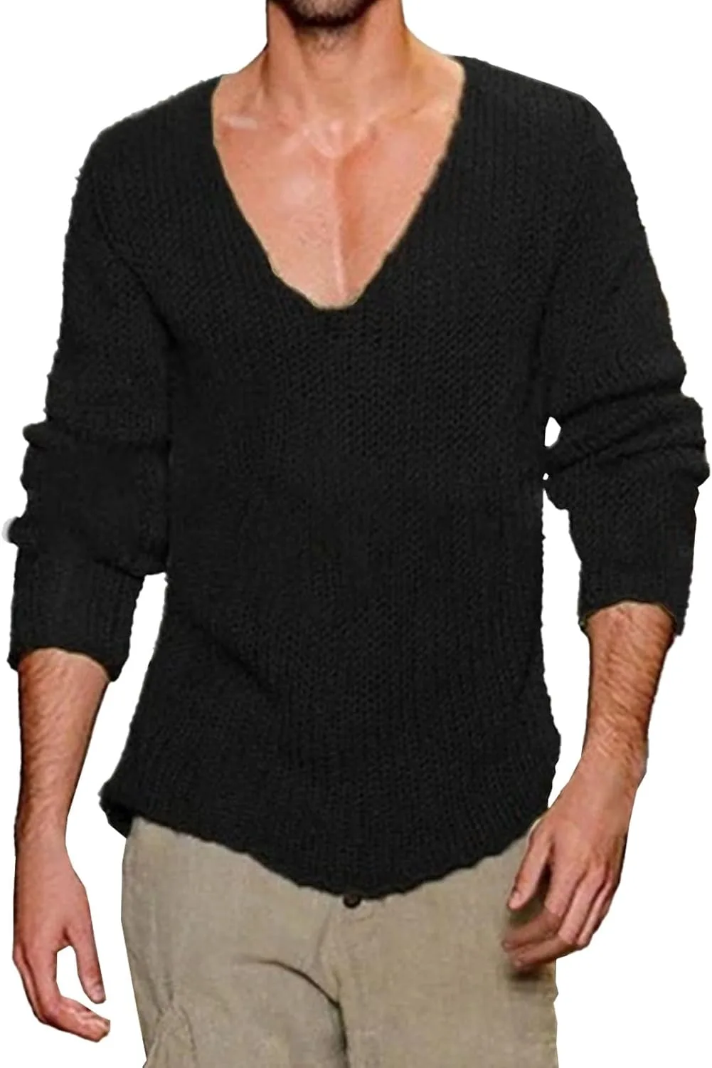 Мужской свитер с глубоким V-образным вырезом Slim Fit
Мужской свитер с глубоким V-образным вырезом Slim Fit