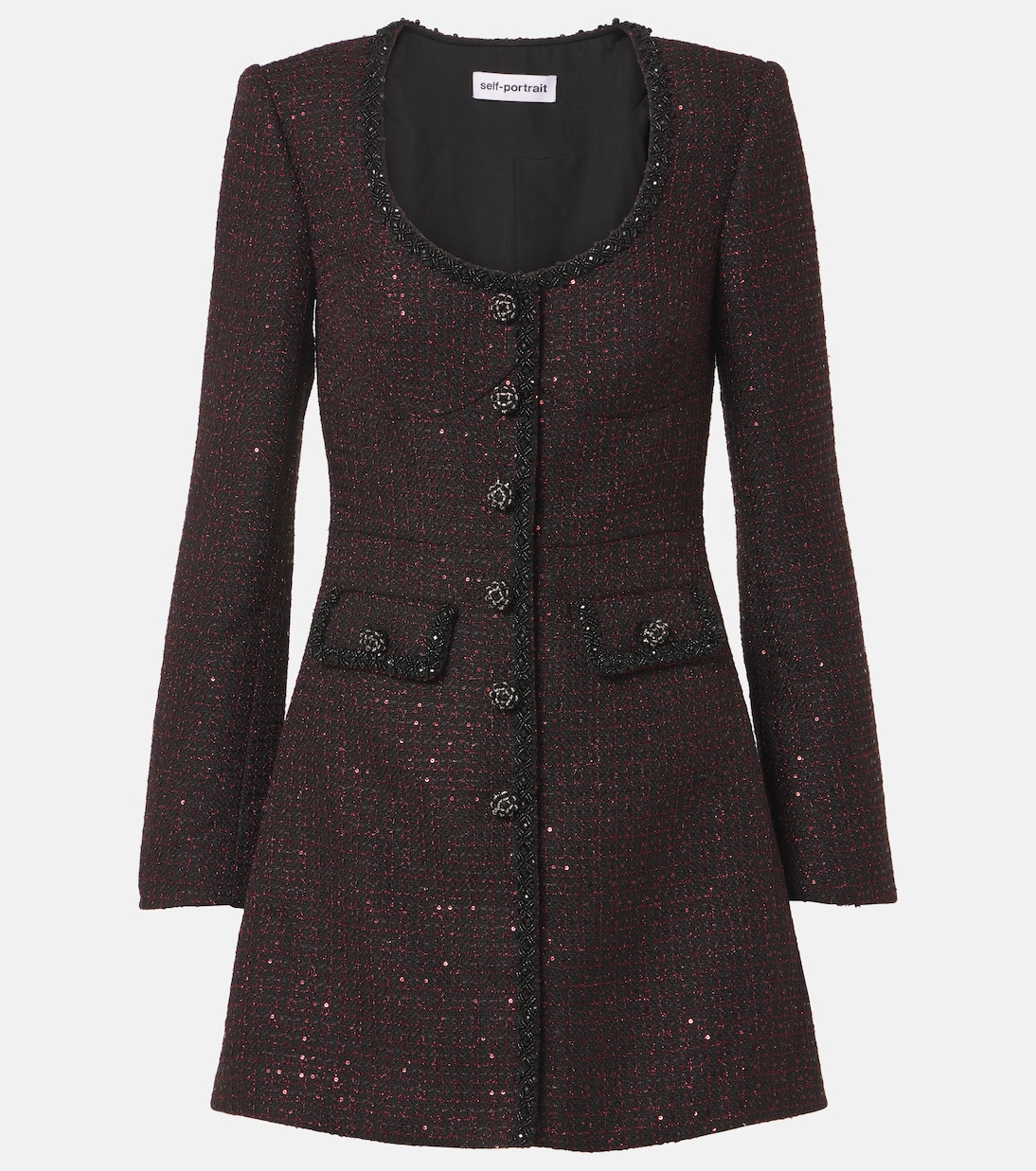 Мини-платье из твида с пайетками Self-Portrait, черный
Мини-платье из твида с пайетками Self-Portrait, черный