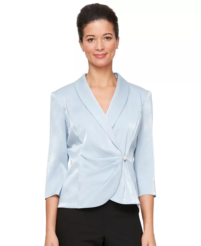 Женская блуза с жестким воротником-шалью Alex Evenings, синий
Женская блуза с жестким воротником-шалью Alex Evenings, синий