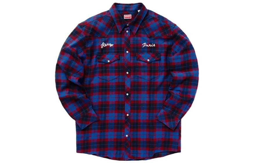 Рубашка мужская Kenzo Plaid-check Pattern, синий 
Рубашка мужская Kenzo Plaid-check Pattern, синий