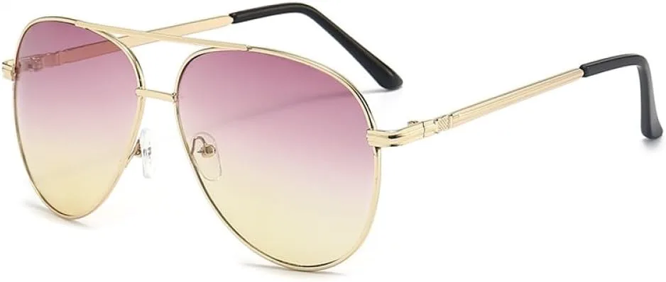 Модные солнцезащитные очки для женщин и мужчин, с градиентными линзами, металлической оправой, для пляжа, вождения, защита от УФ-излучения UV400 MTZJH, Purple Yellow
Модные солнцезащитные очки для женщин и мужчин, с градиентными линзами, металлической оправой, для пляжа, вождения, защита от УФ-излучения UV400 MTZJH, Purple Yellow