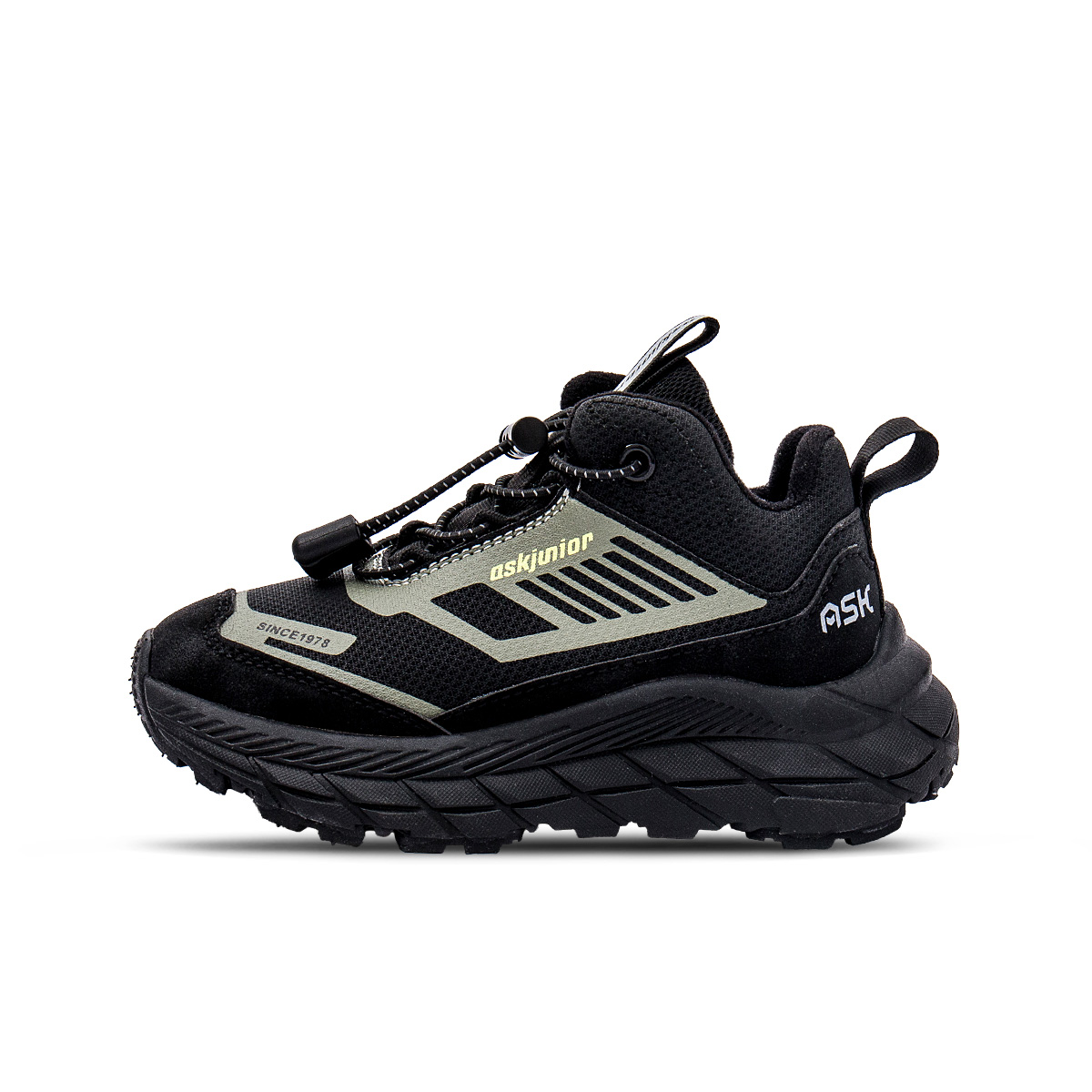 Нескользящие, легкие, амортизирующие, теплые, низкие, детские кроссовки для отдыха на природе ASK, черный/зеленый 
Нескользящие, легкие, амортизирующие, теплые, низкие, детские кроссовки для отдыха на природе ASK, черный/зеленый