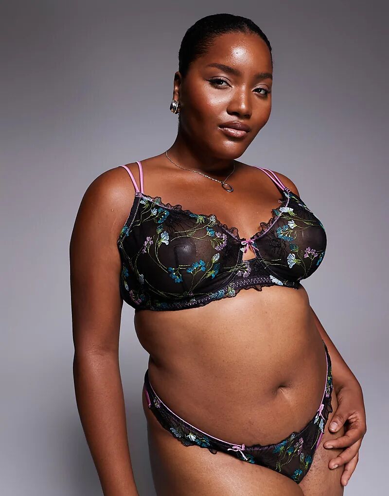 Бюстгальтер Curve Jamie с цветочной вышивкой на косточках и атласной окантовкой в черном и розовом цветах от ASOS DESIGN
Бюстгальтер Curve Jamie с цветочной вышивкой на косточках и атласной окантовкой в черном и розовом цветах от ASOS DESIGN