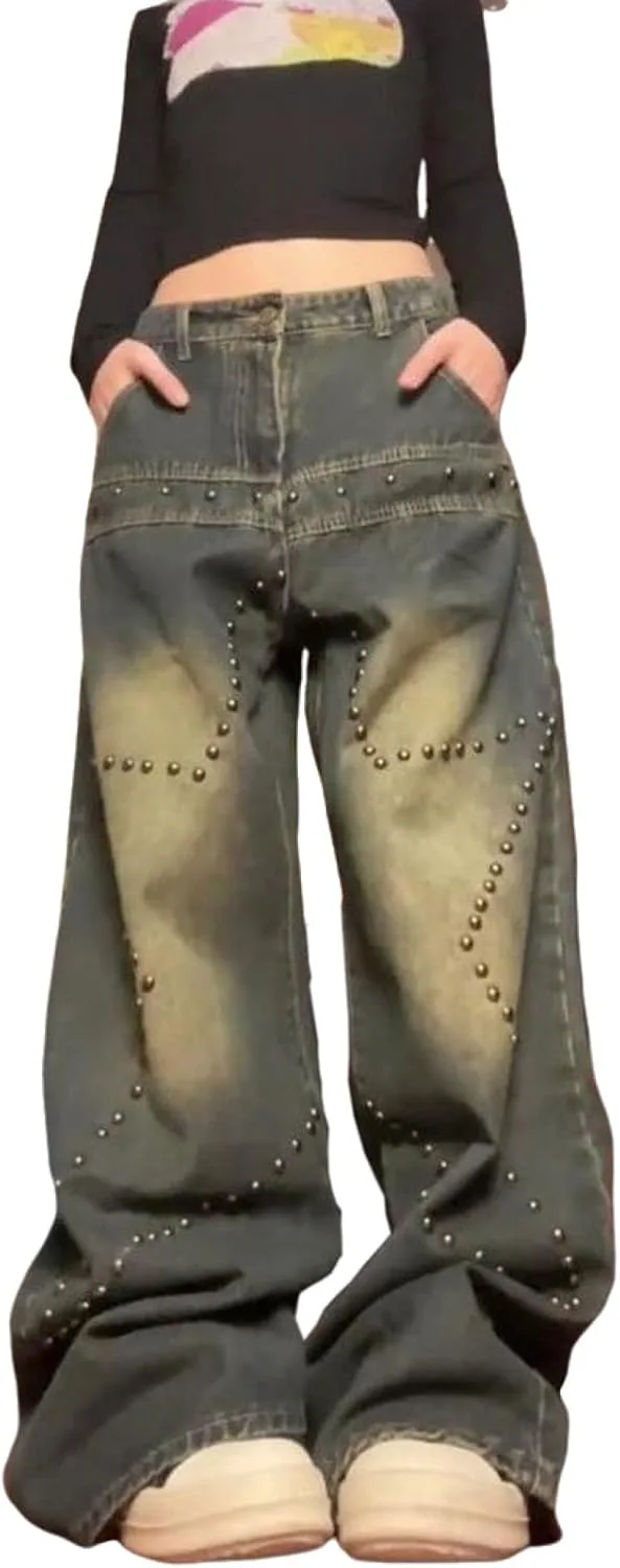 Женские джинсы Y2K в ретро стиле с эффектом потертости и звездами MEOKIM
Женские джинсы Y2K в ретро стиле с эффектом потертости и звездами MEOKIM