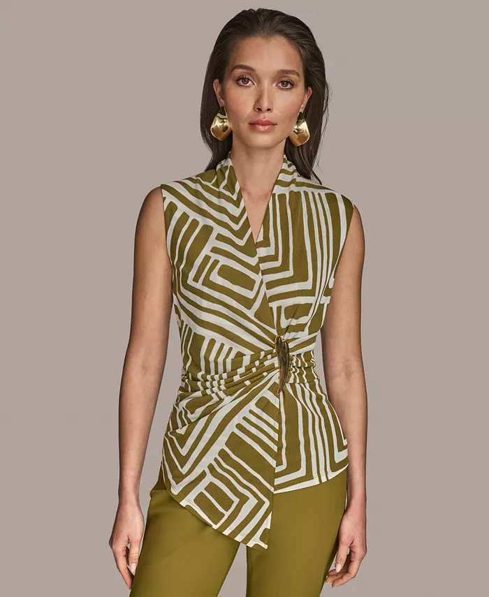 Женский топ без рукавов с V-образным вырезом и принтом Donna Karan New York, зеленый
Женский топ без рукавов с V-образным вырезом и принтом Donna Karan New York, зеленый