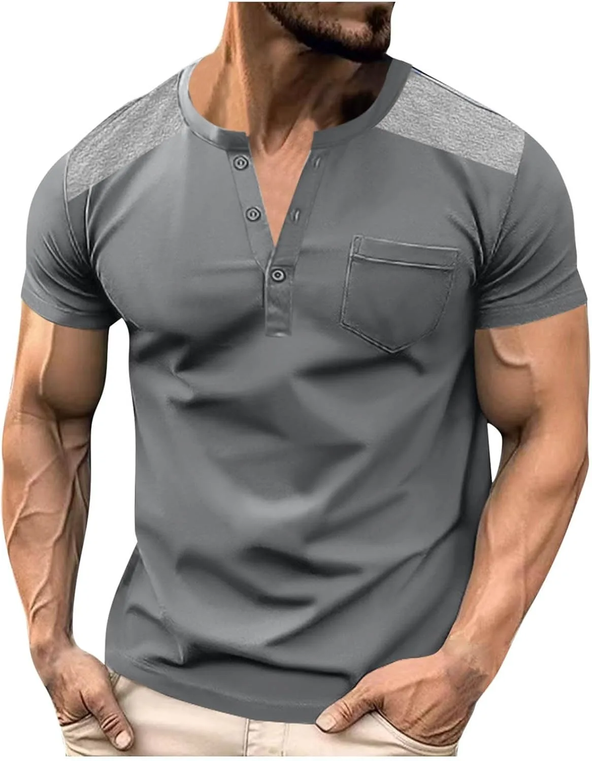 Мужская футболка Henley Slim Fit V-образный вырез
Мужская футболка Henley Slim Fit V-образный вырез