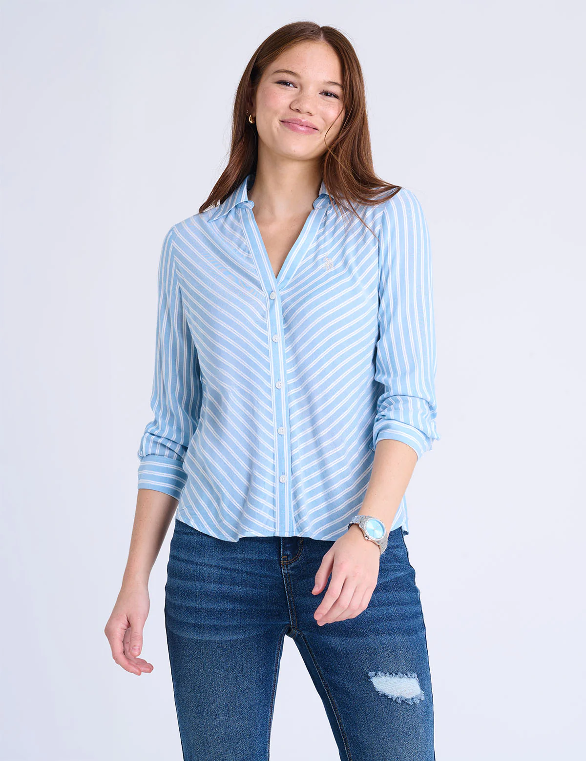 Рубашка U.S. Polo Assn Long Sleeve Chevron Stripe, голубой
Рубашка U.S. Polo Assn Long Sleeve Chevron Stripe, голубой