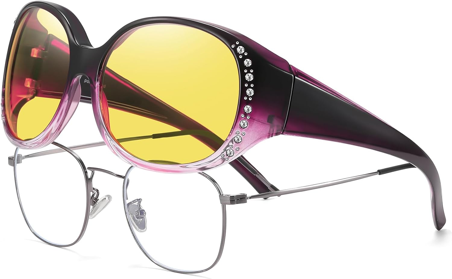 Очки для вождения в ночное время HAOLOTA, женские, надеваются поверх обычных очков, поляризованные линзы желтого цвета с антибликовым покрытием для ночного использования, Nv05 Gradient Purple Frame Night Vision Lens
Очки для вождения в ночное время HAOLOTA, женские, надеваются поверх обычных очков, поляризованные линзы желтого цвета с антибликовым покрытием для ночного использования, Nv05 Gradient Purple Frame Night Vision Lens