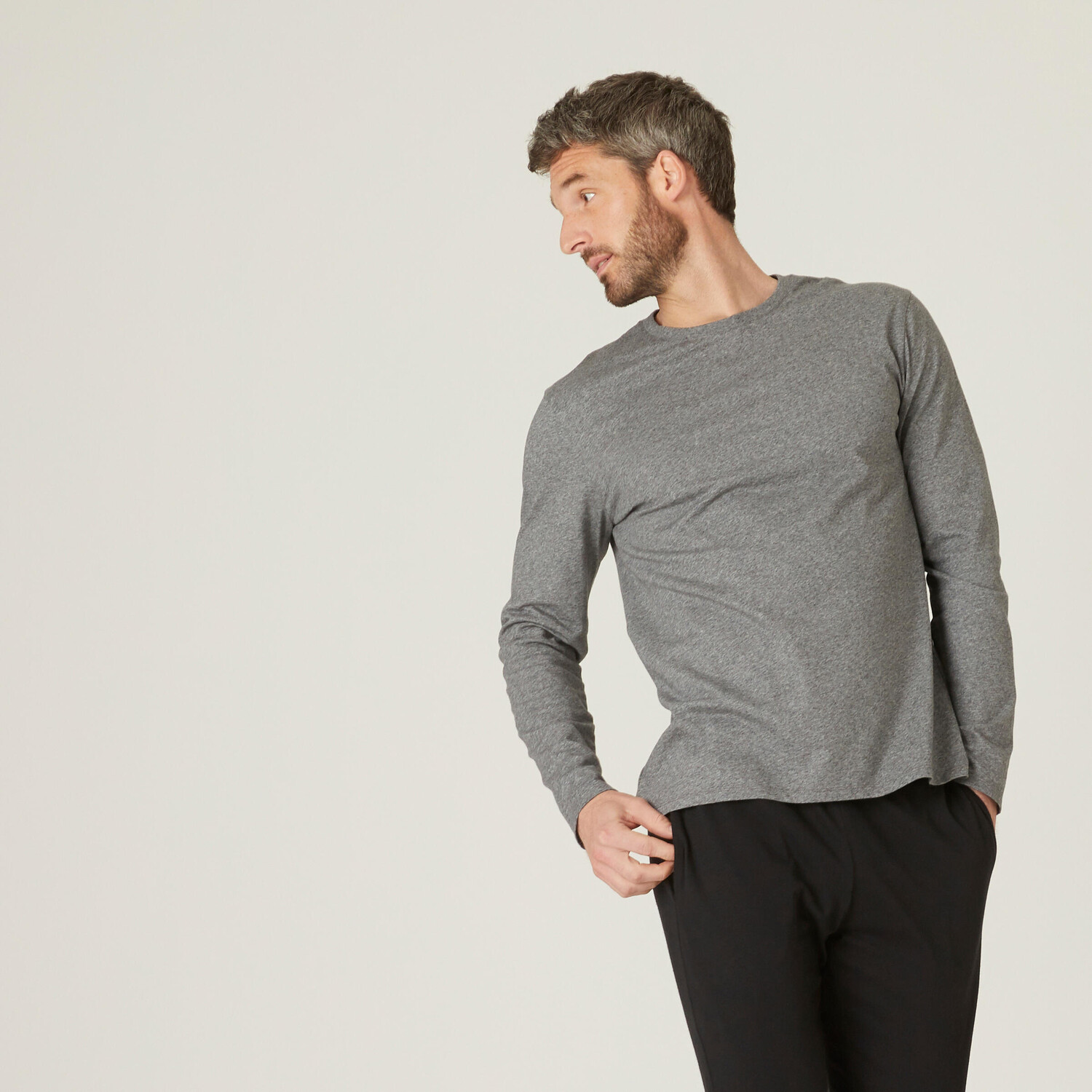 Рубашка с длинными рукавами фитнес облегающая с круглым вырезом из хлопка мужская - серая DOMYOS, Серый
Рубашка с длинными рукавами фитнес облегающая с круглым вырезом из хлопка мужская - серая DOMYOS, Серый