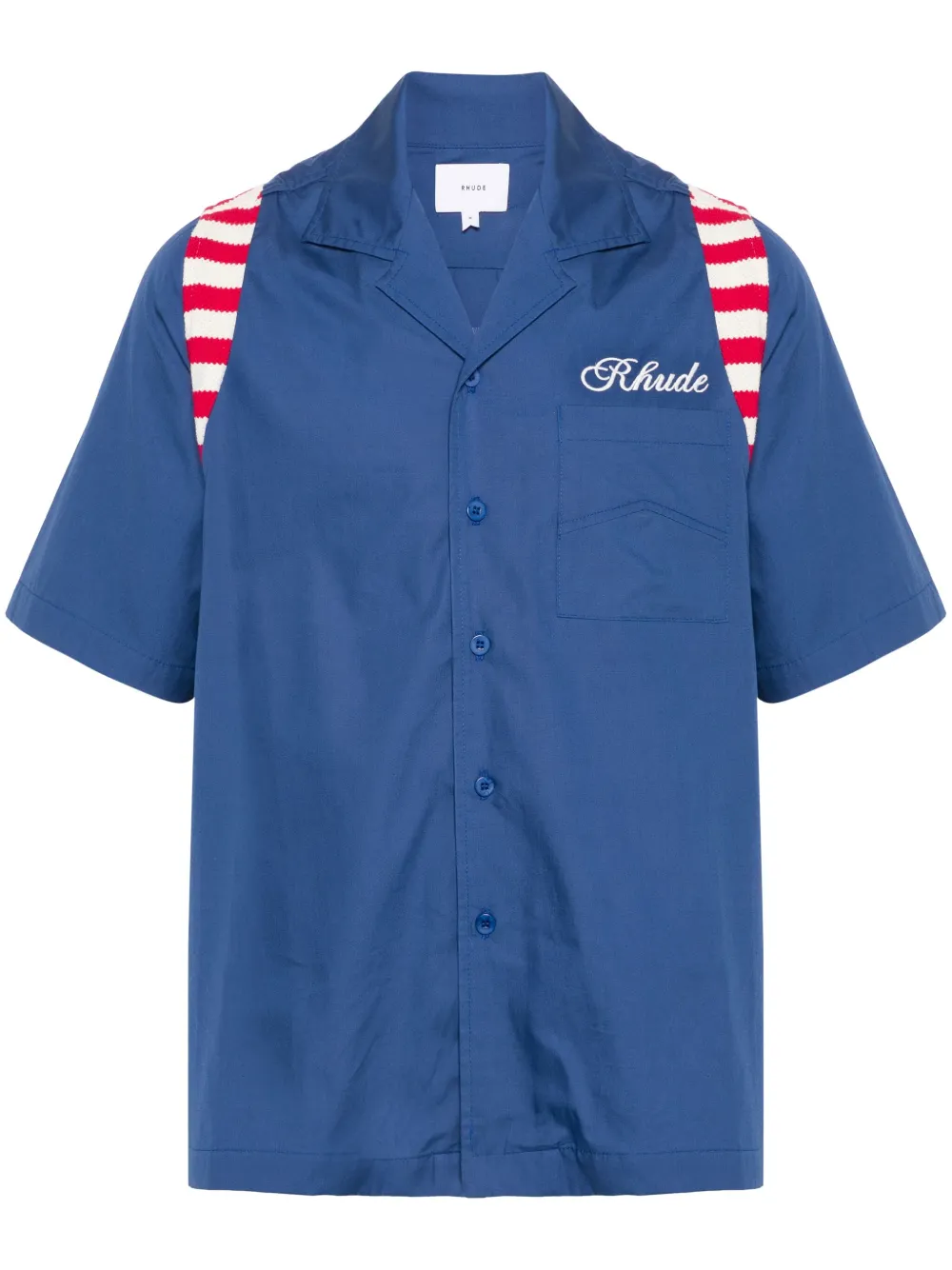 Поплиновая рубашка в технике кроше RHUDE, синий
Поплиновая рубашка в технике кроше RHUDE, синий
