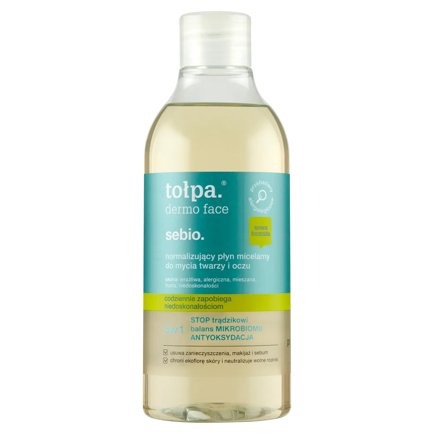 Tołpa Dermo Face Sebio нормализующая мицеллярная жидкость для умывания лица и глаз, 400 мл
Tołpa Dermo Face Sebio нормализующая мицеллярная жидкость для умывания лица и глаз, 400 мл